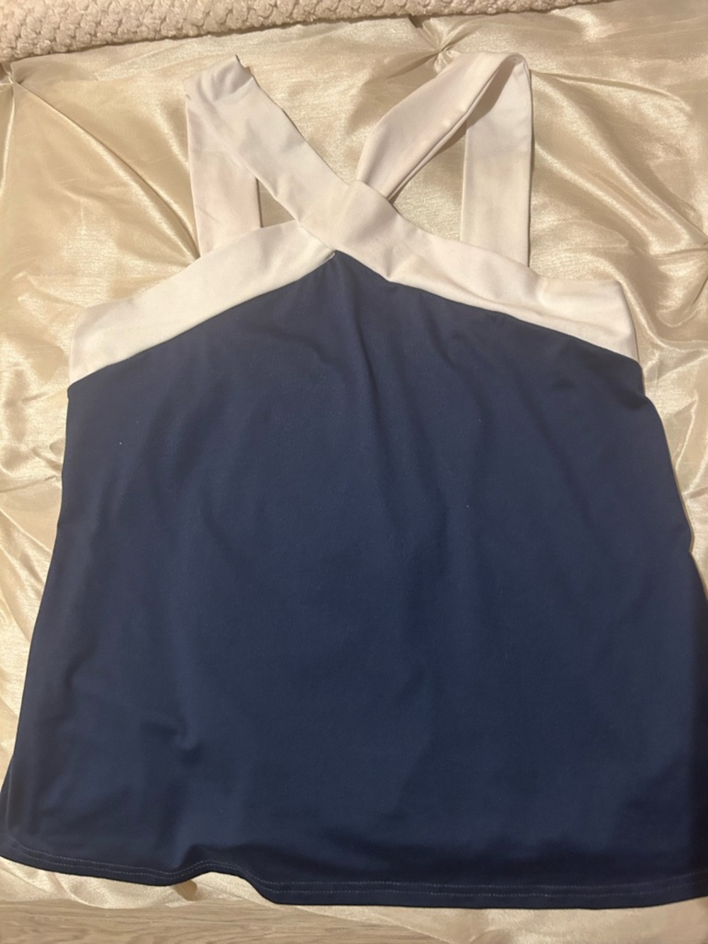 SHEIN Navy Tank with White Cross-Back Straps